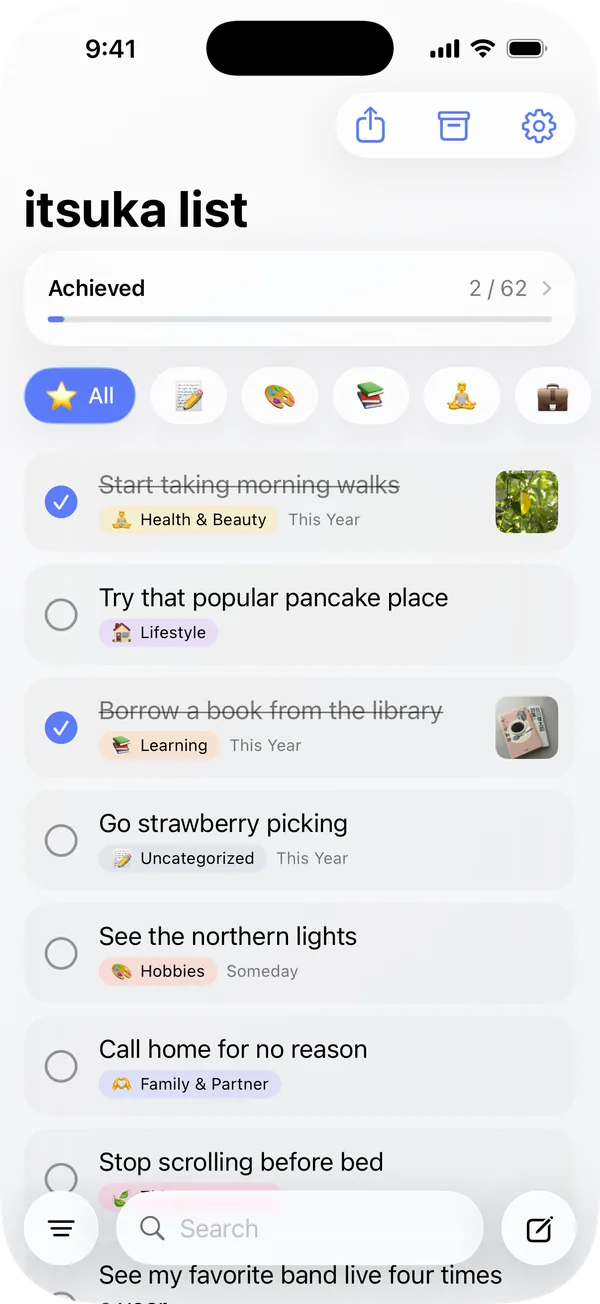 The itsuka wish list on iPhone